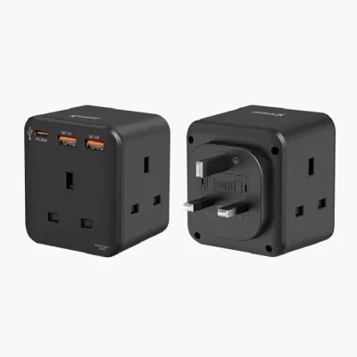 XPower WSS1 PD 20W 3-Outlet Cube Extension Socket - Black